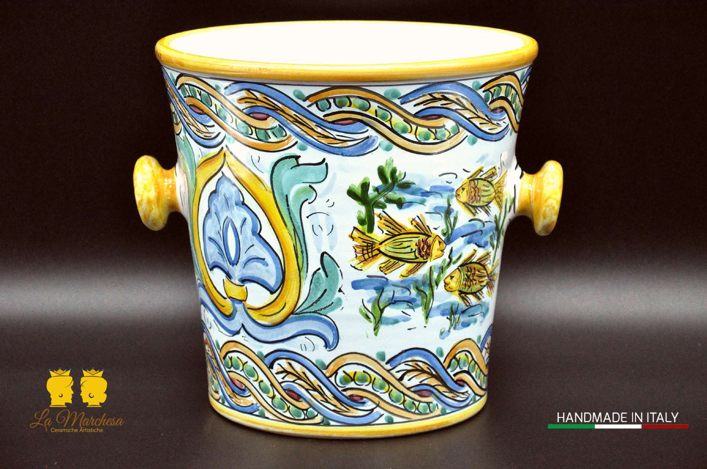 Secchiello porta giaccio ceramica di Caltagirone porta spumante o vino