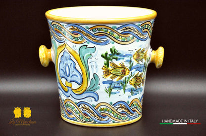 Secchiello porta giaccio ceramica di Caltagirone porta spumante o vino