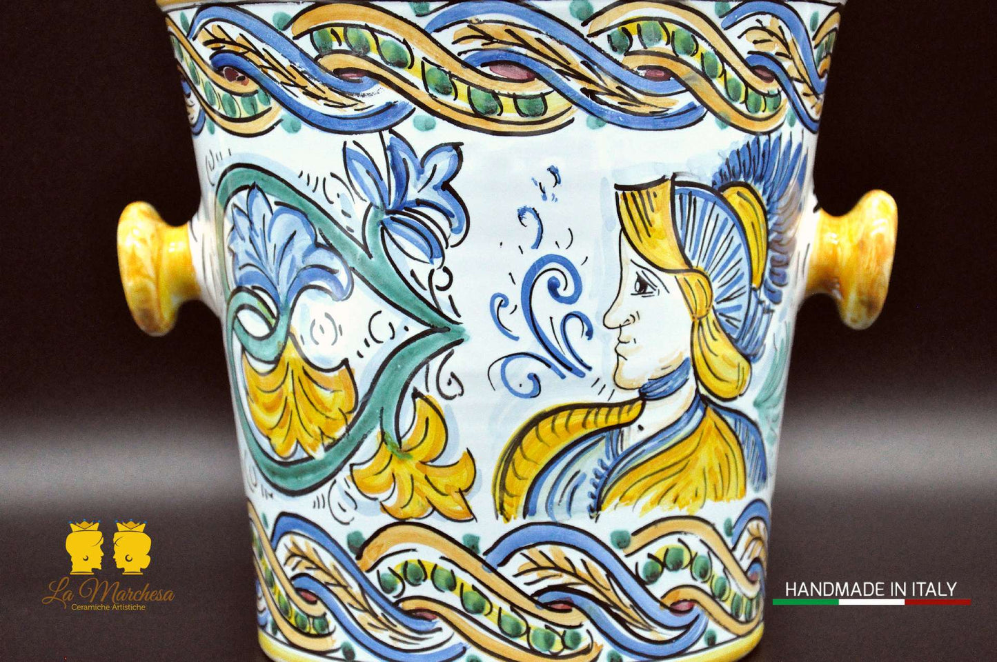 Secchiello porta giaccio ceramica di Caltagirone porta spumante o vino