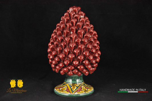 Pigna siciliana in ceramica di Caltagirone bordeaux cm27
