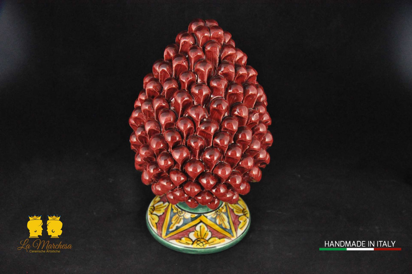 Pigna siciliana in ceramica di Caltagirone bordeaux cm27