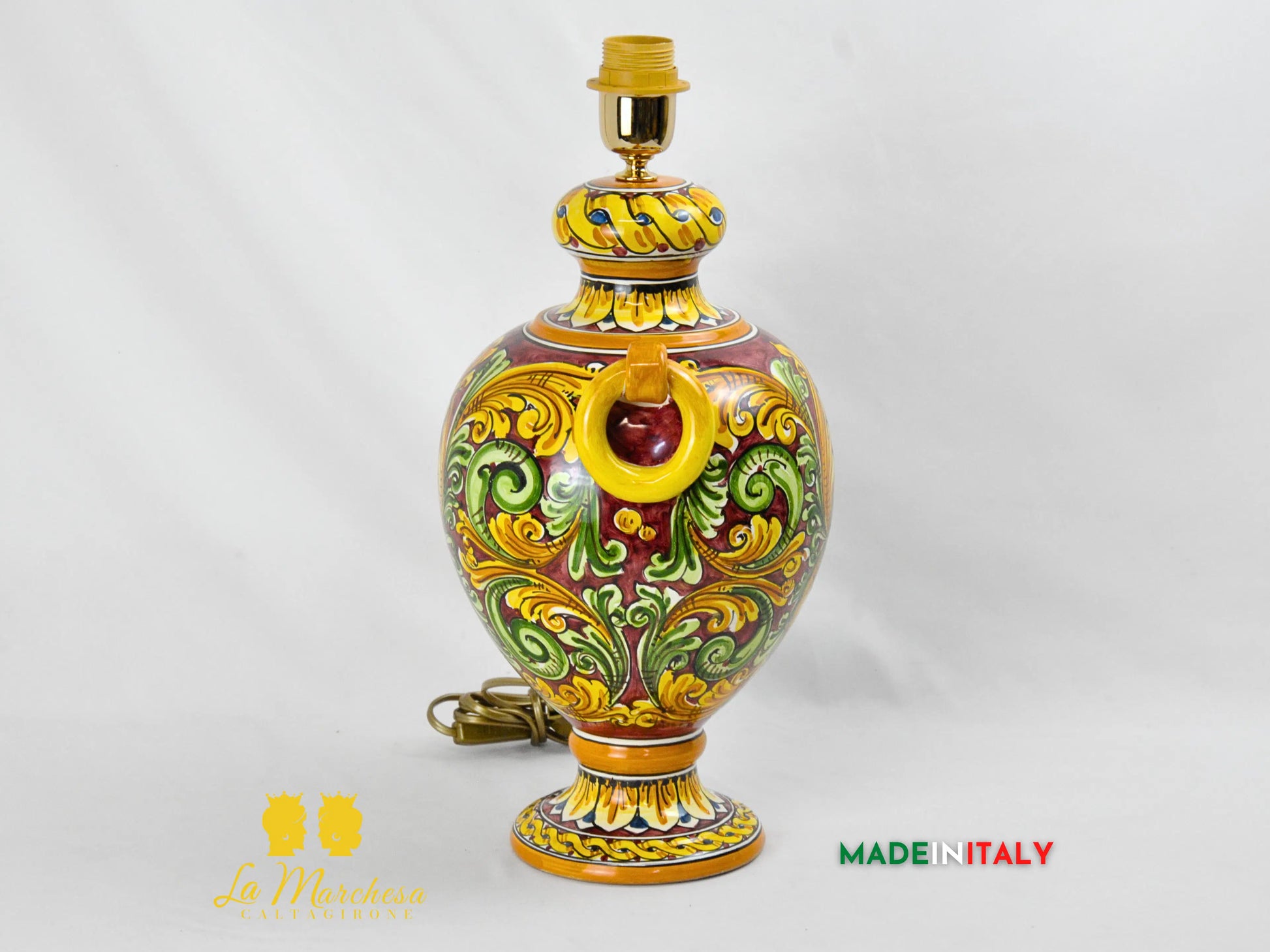 Lampada Impero Ornato Barocco in Ceramica di Caltagirone