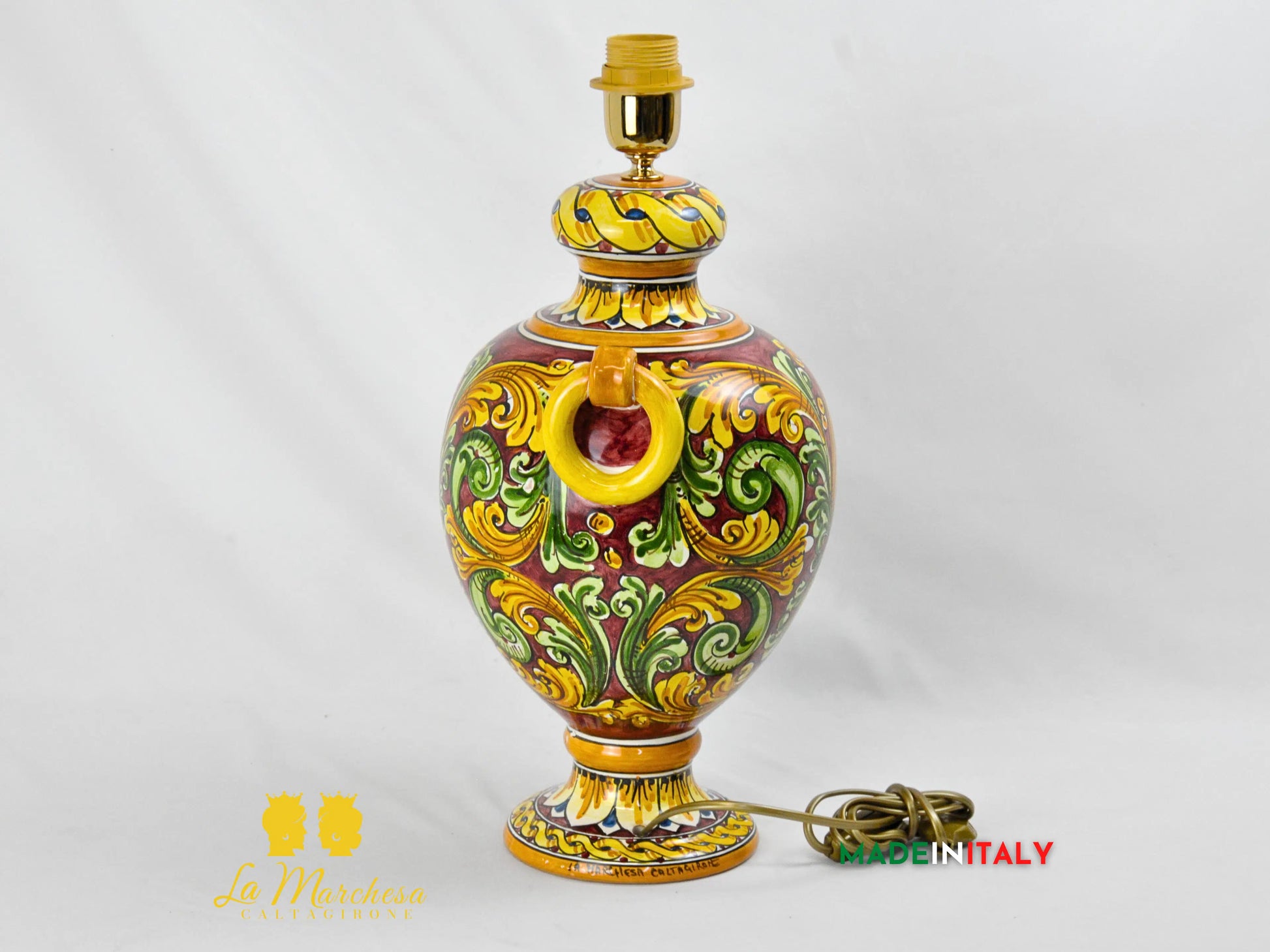 Lampada Impero Ornato Barocco in Ceramica di Caltagirone