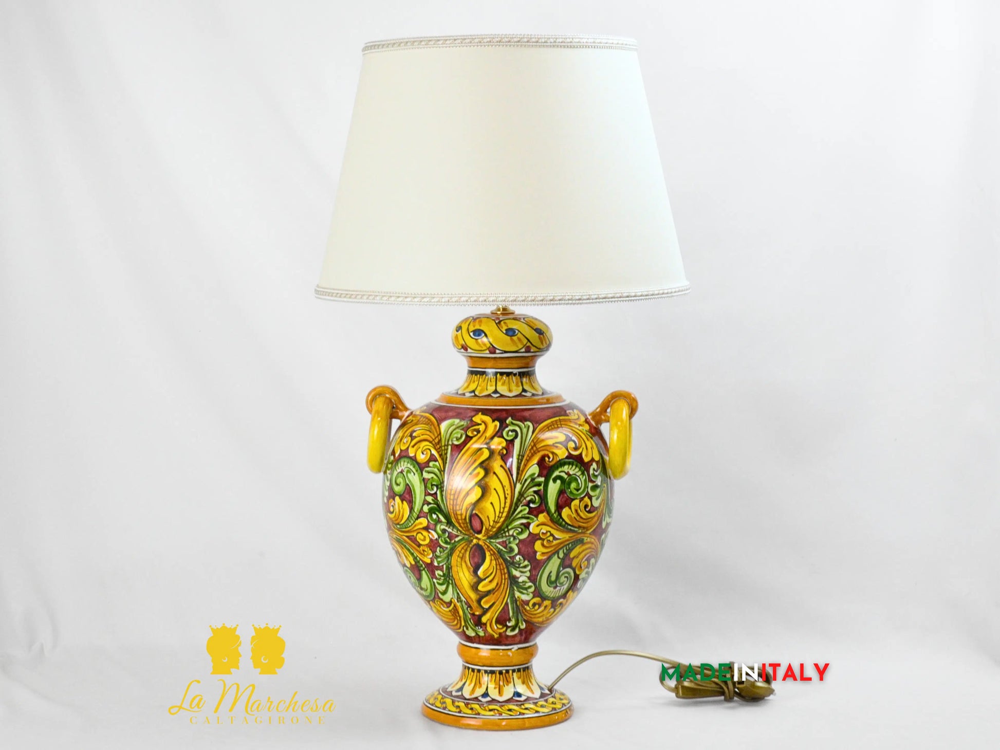 Lampada Impero Ornato Barocco in Ceramica di Caltagirone
