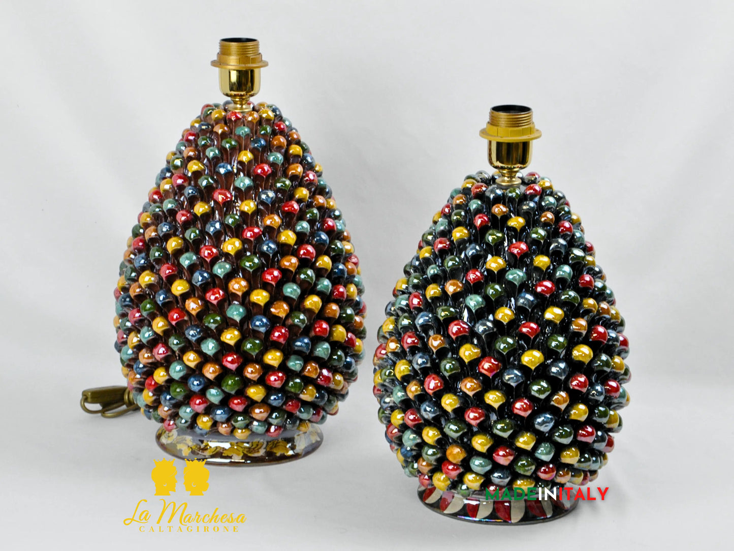 Lampada Arlecchino Madreperla in Ceramica di Caltagirone - Varie Misure