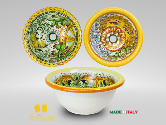 Lavello in Ceramica di Caltagirone Decorato 45cm - Vari Decori