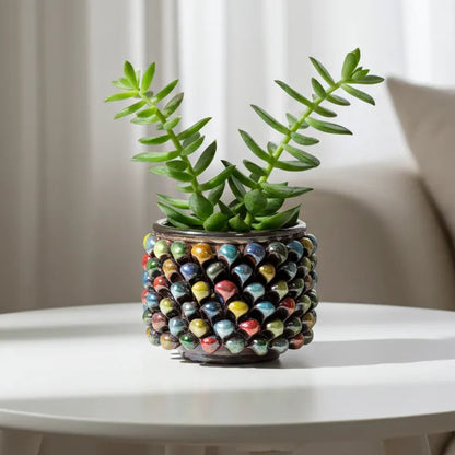 Porta Vaso Pigna Siciliana Madreperla in Ceramica di Caltagirone Ø19 - Vari Decori