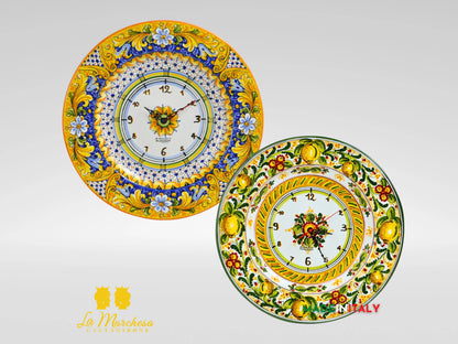 Orologio in Ceramica di Caltagirone Piatto Falda 42cm - Vari Decori