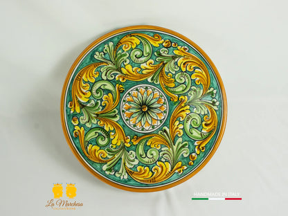 Tortiera con alzata in Ceramica di Caltagirone  30cm - Colori Assortiti