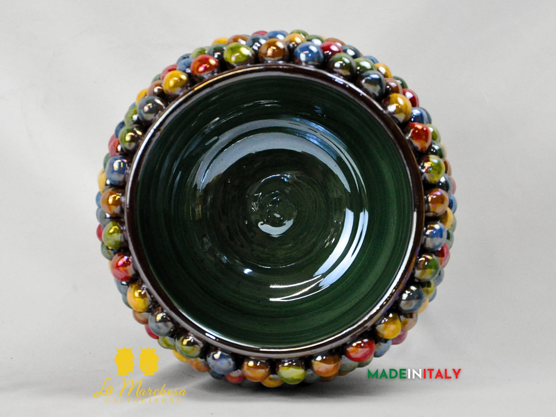 Portavaso in Ceramica di Caltagirone Pigna Siciliana Madreperla Arlecchino 23cm