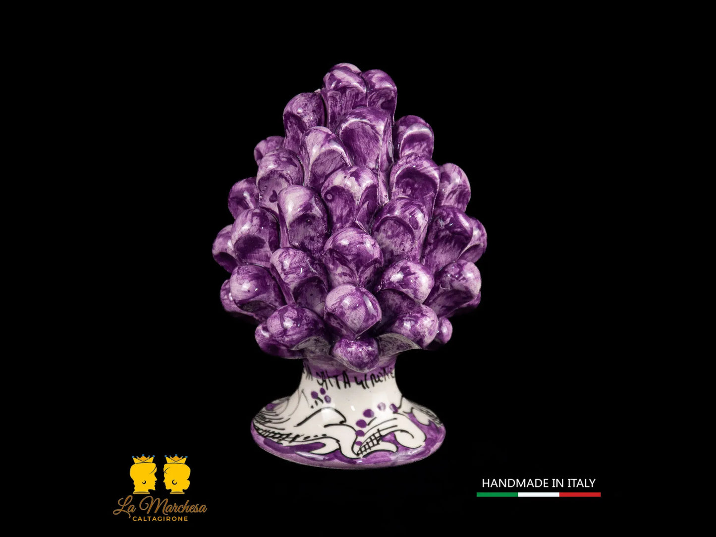 Pigna Siciliana Ceramica di Caltagirone vari colori ornato bianco 13cm