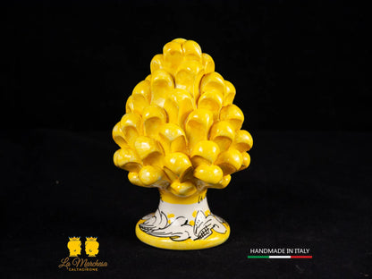 Pigna Siciliana Ceramica di Caltagirone vari colori ornato bianco 13cm
