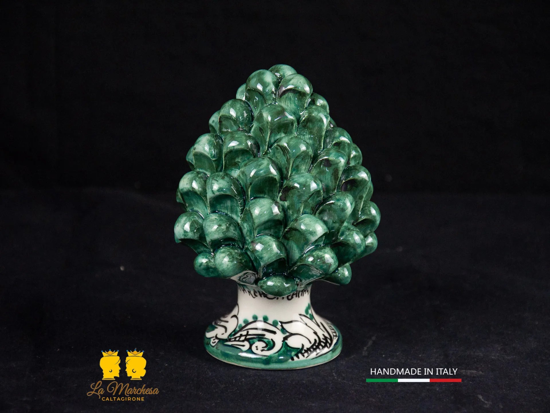 Pigna Siciliana Ceramica di Caltagirone vari colori ornato bianco 13cm