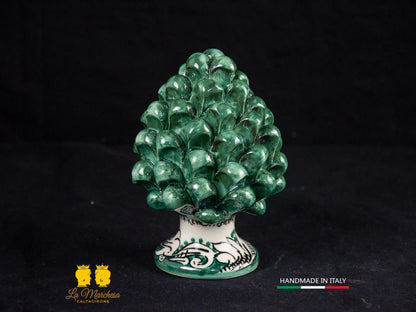 Pigna Siciliana Ceramica di Caltagirone vari colori ornato bianco 13cm