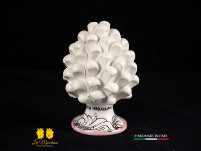 Pigna Siciliana Ceramica di Caltagirone vari colori ornato bianco 13cm