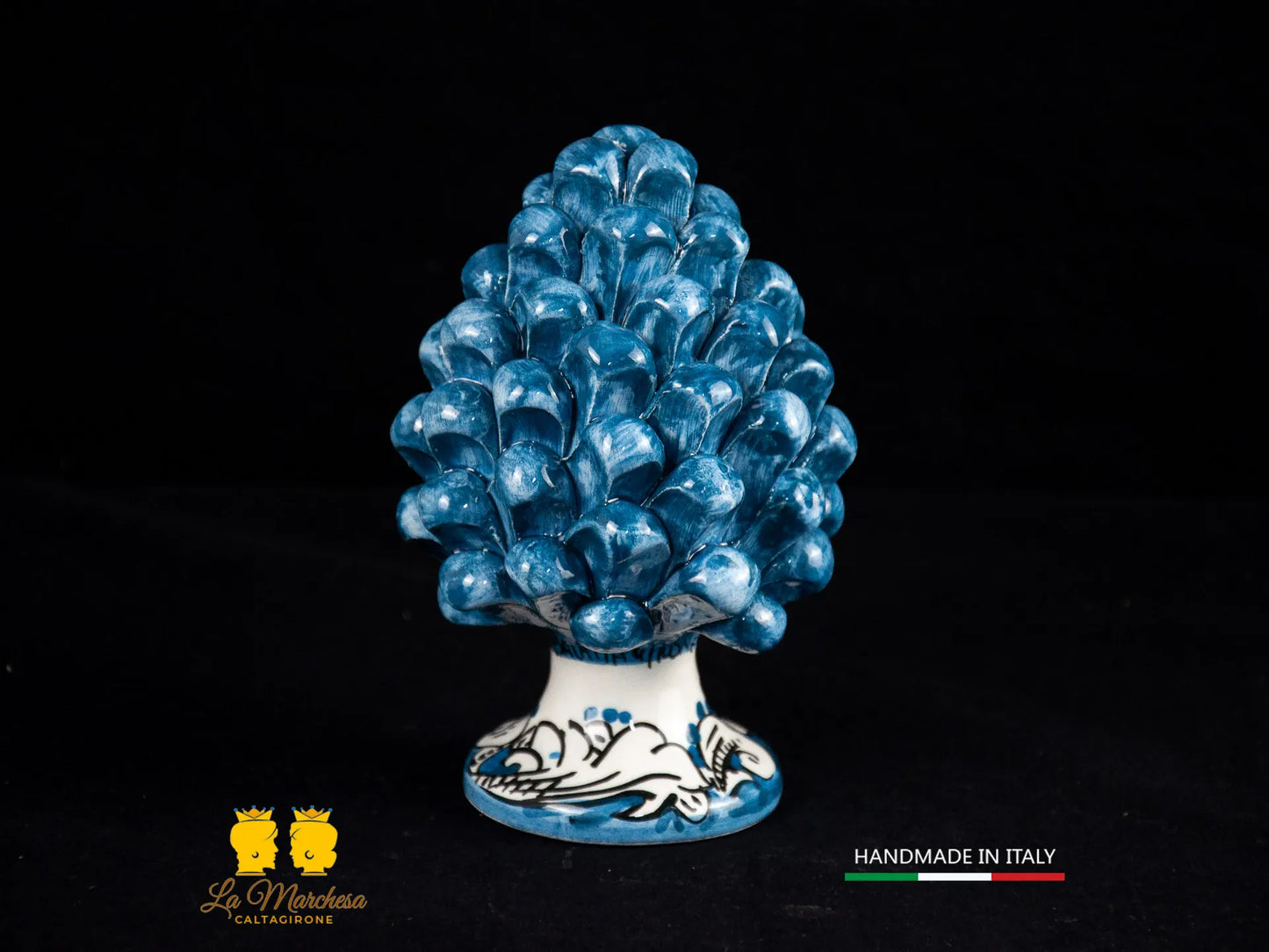 Pigna Siciliana Ceramica di Caltagirone vari colori ornato bianco 13cm