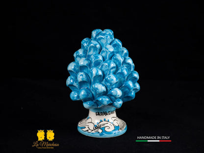 Pigna Siciliana Ceramica di Caltagirone vari colori ornato bianco 13cm