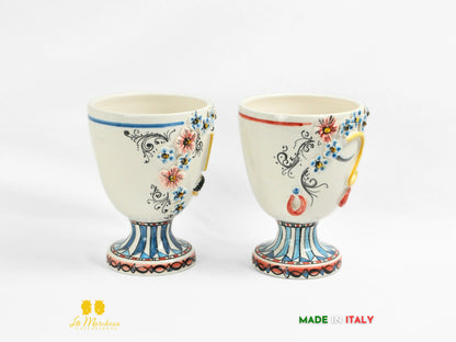 portavasi con piedistallo in ceramica di caltagirone