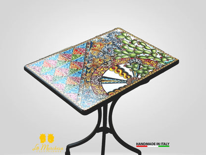 Tavolo in Pietra Lavica Carretto siciliano 50x70cm
