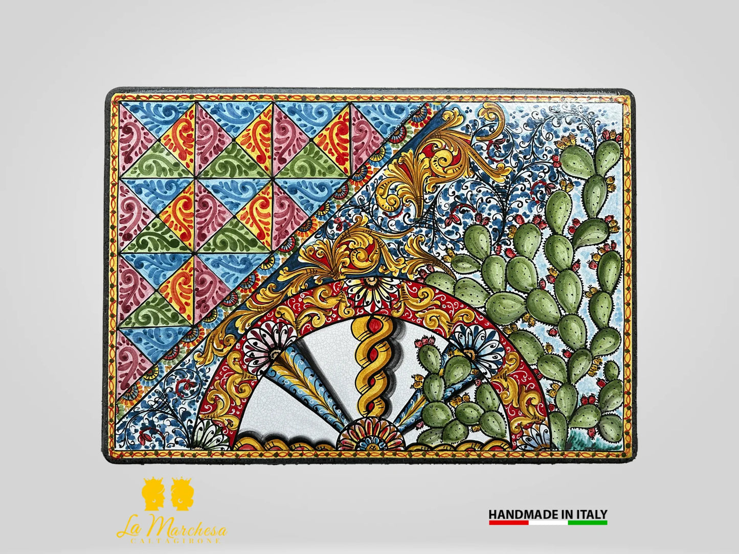 Tavolo in Pietra Lavica Carretto siciliano 50x70cm
