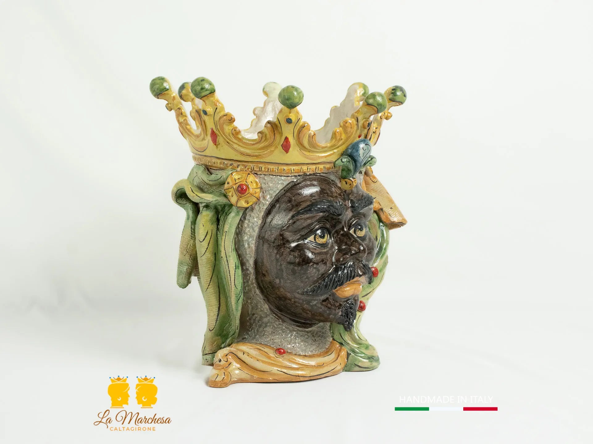 Testa di moro cm30 Vaso ceramica di Caltagirone