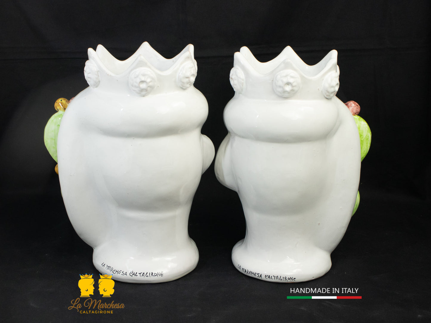 Teste di Moro in Ceramica di Caltagirone bianco fichi d'india 27cm