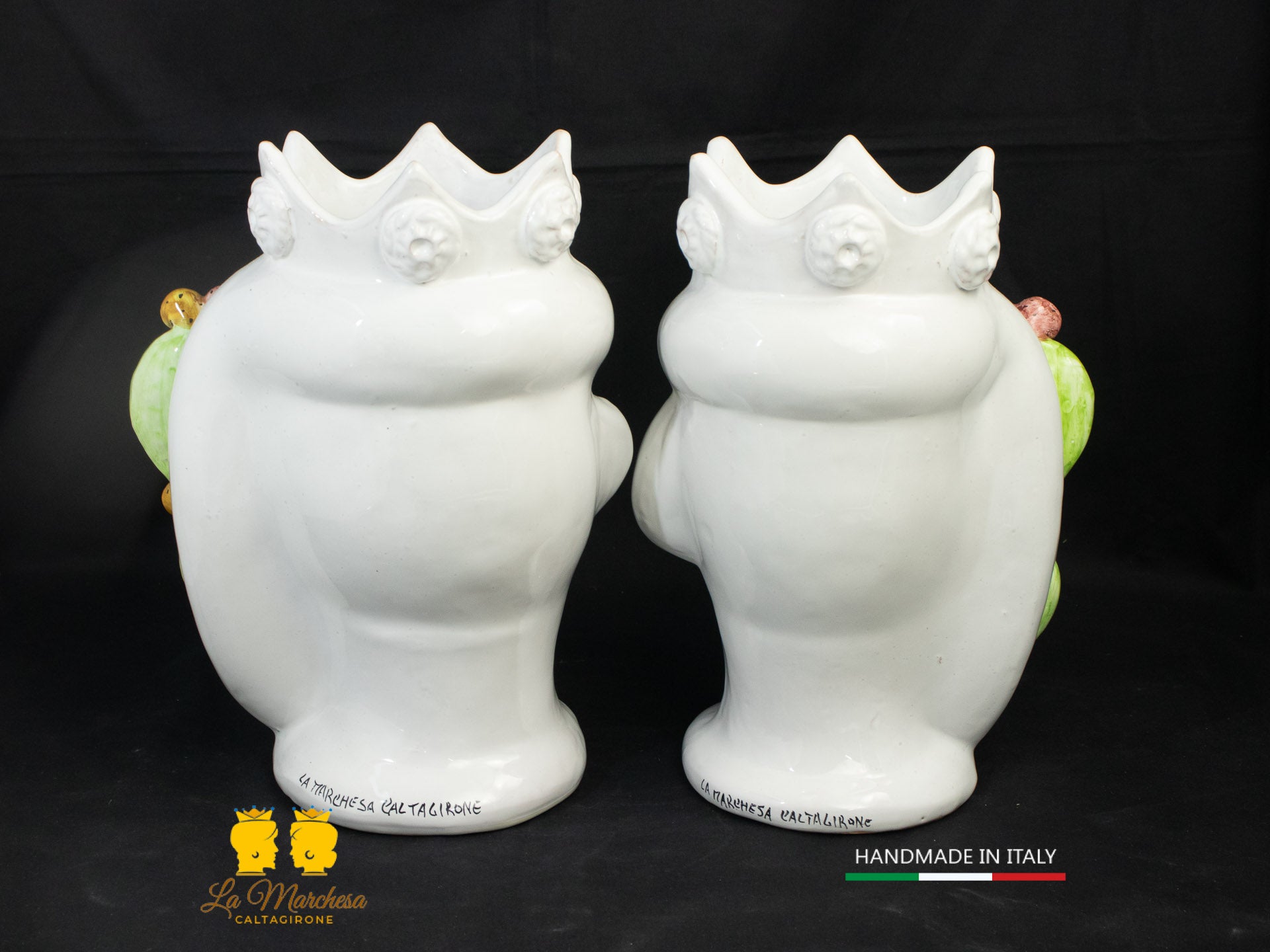 Teste di Moro in Ceramica di Caltagirone bianco fichi d'india 27cm
