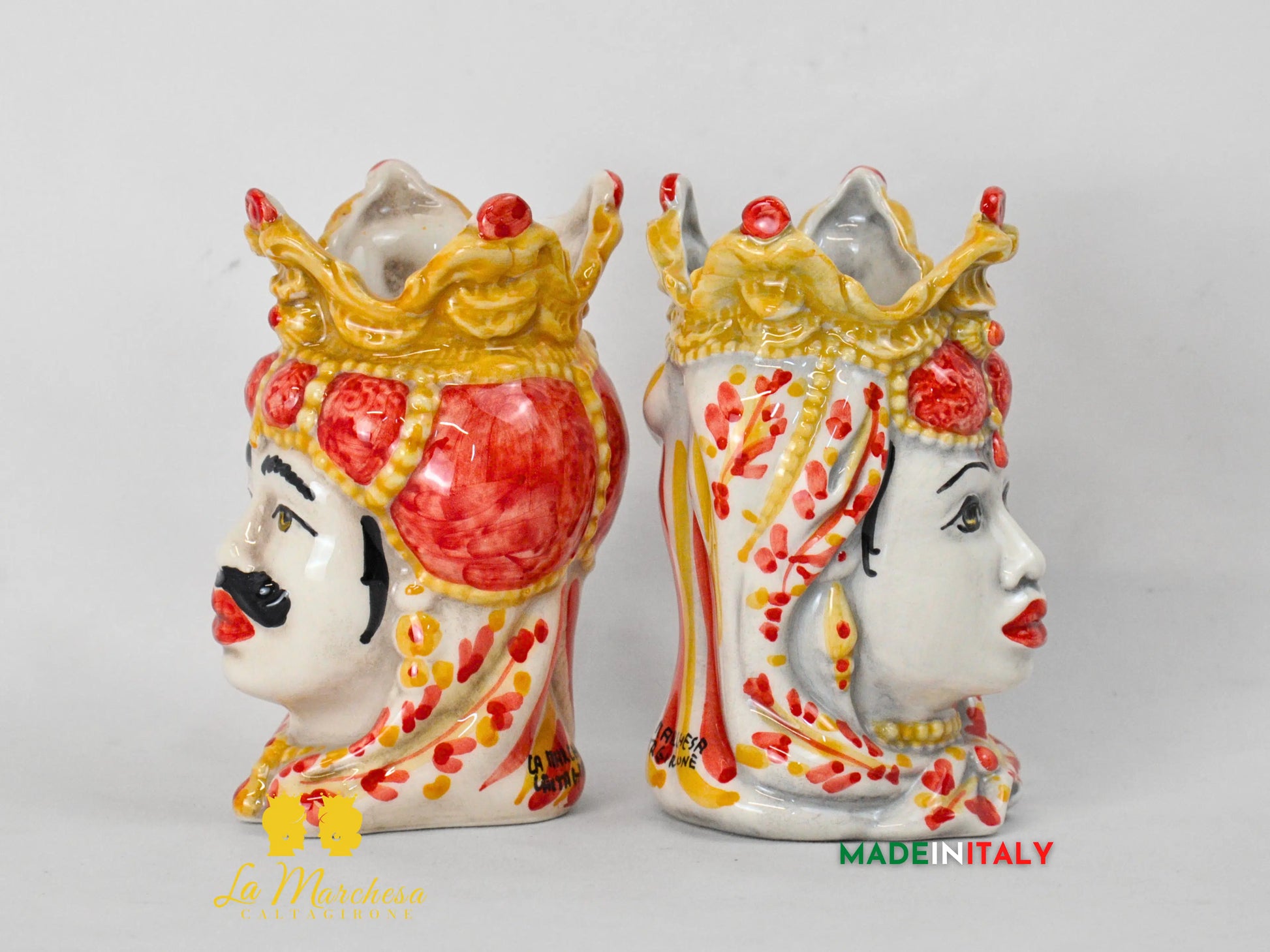 Teste di Moro in Ceramica di Caltagirone Emiro 14cm- Vari Colori