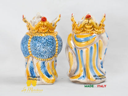 Teste di Moro in Ceramica di Caltagirone Emiro 14cm- Vari Colori