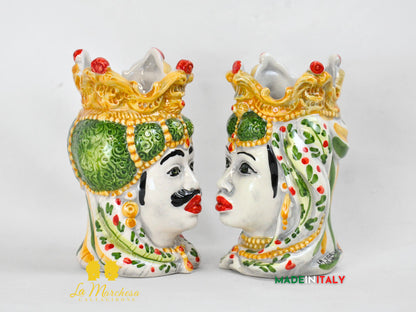Teste di Moro in Ceramica di Caltagirone Emiro 14cm- Vari Colori