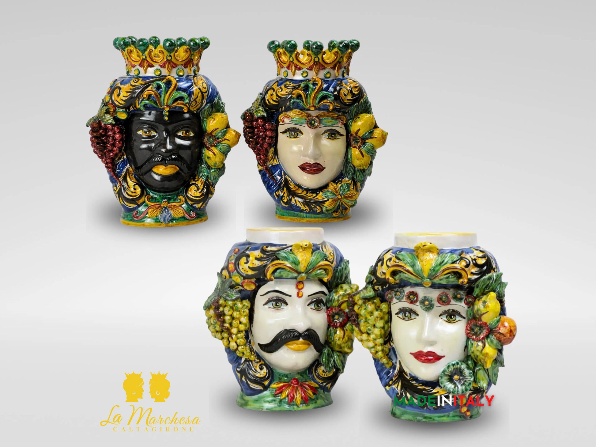 Teste di Moro Taormina Frutta in Ceramica di Caltagirone - Vari Modelli